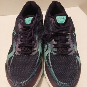 Ryka Women's Devotion Plus 2 Walking Shoes: Navy and Teal Blue - Size: 9W
